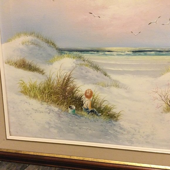 H Gibson Original art painting on canvas landscape 30" x 27" wood frame - Picture 6 of 9